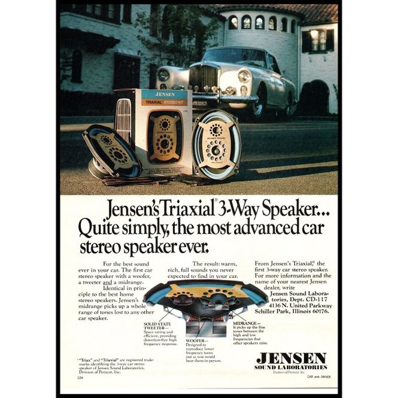 1977 Jensen Triaxial Car Stereo Speaker Vintage Print Ad Rolls Royce Wall Art - Picture 1 of 1